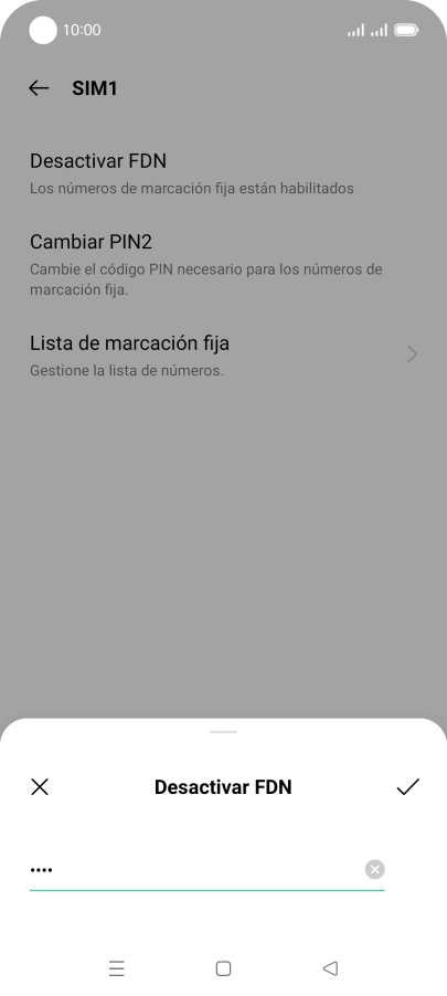 Introduce el código PIN2 y pulsa el icono de aceptar. Introduce el código PIN2 y pulsa el icono de aceptar.