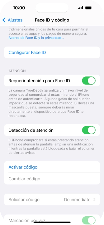 Pulsa Configurar Face ID. Pulsa Configurar Face ID.