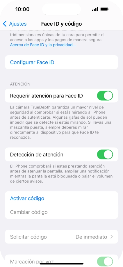 Pulsa Configurar Face ID. Pulsa Configurar Face ID.