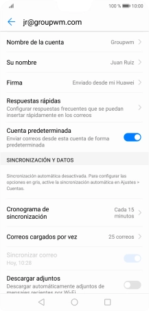 Pulsa Nombre de la cuenta e introduce el nombre de la cuenta de correo electrónico. Pulsa Nombre de la cuenta e introduce el nombre de la cuenta de correo electrónico.