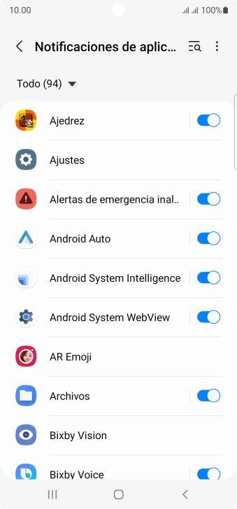 Pulsa el indicador junto a las apps deseadas para activar o desactivar la función. Pulsa el indicador junto a las apps deseadas para activar o desactivar la función.
