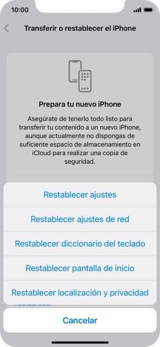 Pulsa Restablecer ajustes. Pulsa Restablecer ajustes.