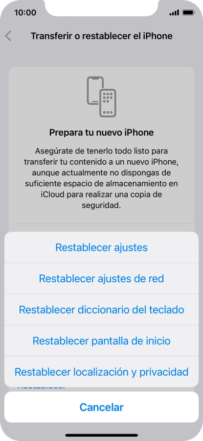 Pulsa Restablecer ajustes. Pulsa Restablecer ajustes.