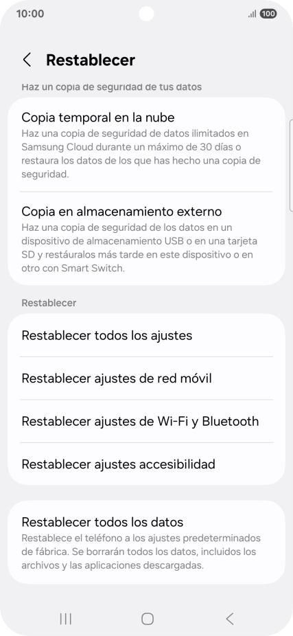 Pulsa Restablecer ajustes de red móvil. Pulsa Restablecer ajustes de red móvil.