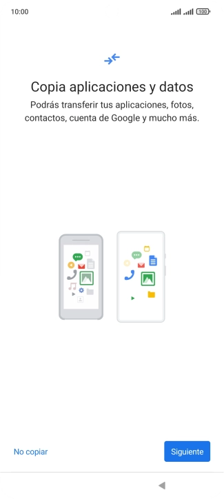 Puedes transferir el contenido de otro teléfono cuando activas tu teléfono por primera vez y cuando lo has restablecido. Cuando aparezca en la pantalla del teléfono esta imagen, ya está listo para la transmisión del contenido del otro teléfono. Puedes transferir el contenido de otro teléfono cuando activas tu teléfono por primera vez y cuando lo has restablecido. Cuando aparezca en la pantalla del teléfono esta imagen, ya está listo para la transmisión del contenido del otro teléfono.