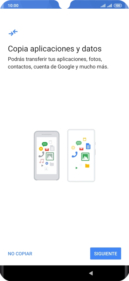 Puedes transferir el contenido de otro teléfono cuando activas tu teléfono por primera vez y cuando lo has restablecido. Cuando aparezca en la pantalla del teléfono esta imagen, ya está listo para la transmisión del contenido del otro teléfono. Puedes transferir el contenido de otro teléfono cuando activas tu teléfono por primera vez y cuando lo has restablecido. Cuando aparezca en la pantalla del teléfono esta imagen, ya está listo para la transmisión del contenido del otro teléfono.