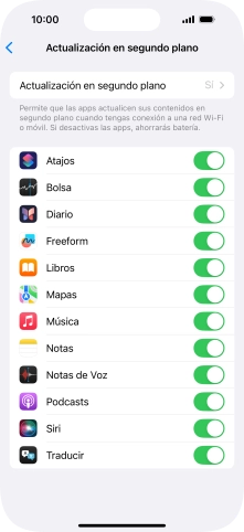 Pulsa Actualización en segundo plano. Pulsa Actualización en segundo plano.