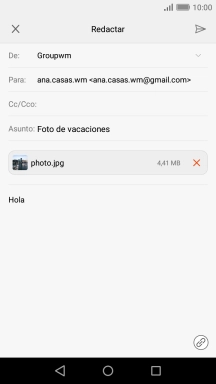 Pulsa el icono de envío cuando termines de escribir el correo electrónico. Pulsa el icono de envío cuando termines de escribir el correo electrónico.