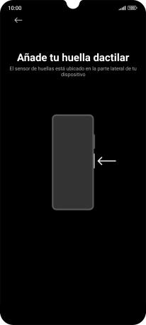 Sigue las indicaciones de la pantalla para crear una huella digital como código de seguridad. Sigue las indicaciones de la pantalla para crear una huella digital como código de seguridad.