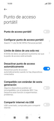 Pulsa Configurar punto de acceso portátil. Pulsa Configurar punto de acceso portátil.