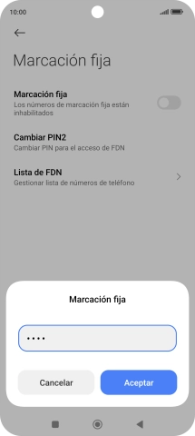 Introduce el código PIN2 y pulsa Aceptar. Introduce el código PIN2 y pulsa Aceptar.