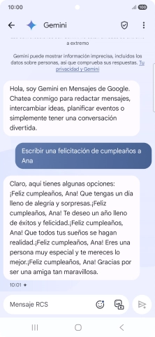 La propuesta de texto de Gemini se visualiza ahora en la pantalla. La propuesta de texto de Gemini se visualiza ahora en la pantalla.