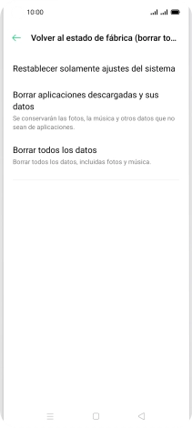 Pulsa Borrar todos los datos. Pulsa Borrar todos los datos.