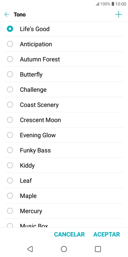 Pulsa el icono de añadir timbre de llamada y busca el timbre de llamada que quieras usar. Pulsa el icono de añadir timbre de llamada y busca el timbre de llamada que quieras usar.