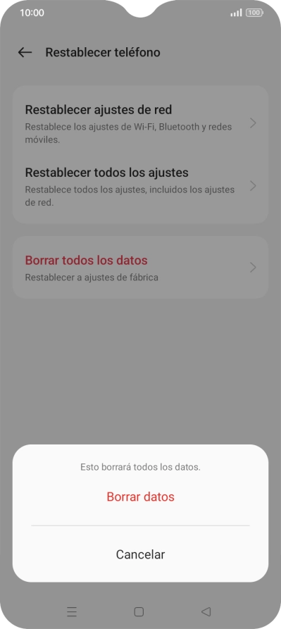 Pulsa Borrar datos. Pulsa Borrar datos.