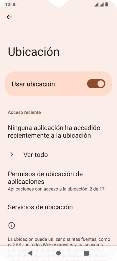 Pulsa Permisos de ubicación de aplicaciones. Pulsa Permisos de ubicación de aplicaciones.