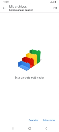 Si deseas crear una nueva carpeta, pulsa el icono de nueva carpeta y sigue las indicaciones de la pantalla para crearla. Si deseas crear una nueva carpeta, pulsa el icono de nueva carpeta y sigue las indicaciones de la pantalla para crearla.