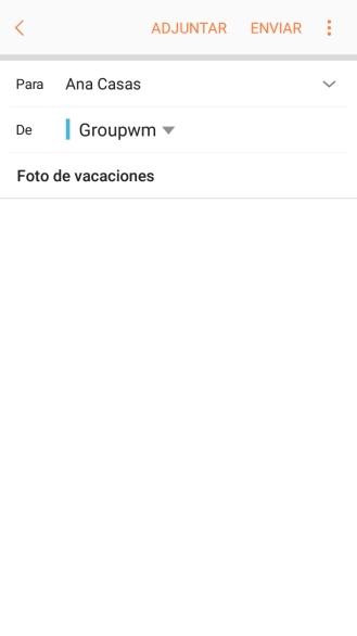 Pulsa en el campo de escritura y escribe el texto del correo electrónico. Pulsa en el campo de escritura y escribe el texto del correo electrónico.