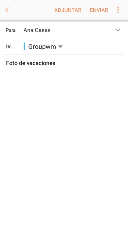 Pulsa en el campo de escritura y escribe el texto del correo electrónico. Pulsa en el campo de escritura y escribe el texto del correo electrónico.