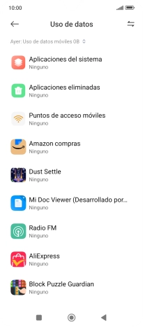 El consumo total de datos del período seleccionado aparece ahora en la pantalla. El consumo total de datos del período seleccionado aparece ahora en la pantalla.