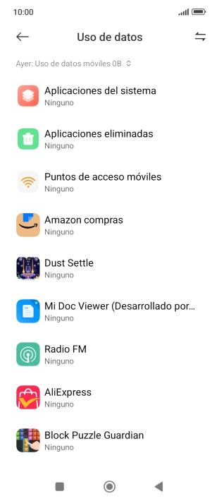 El consumo total de datos del período seleccionado aparece ahora en la pantalla. El consumo total de datos del período seleccionado aparece ahora en la pantalla.