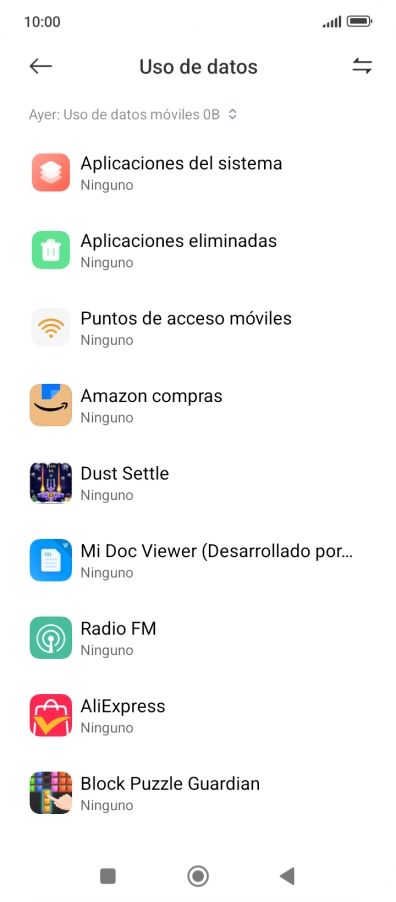 El consumo total de datos del período seleccionado aparece ahora en la pantalla. El consumo total de datos del período seleccionado aparece ahora en la pantalla.