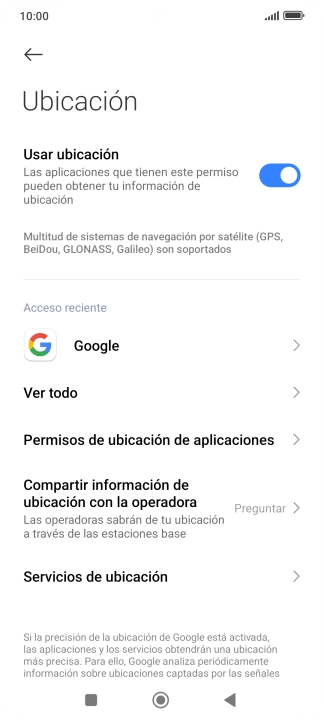 Pulsa Permisos de ubicación de aplicaciones. Pulsa Permisos de ubicación de aplicaciones.