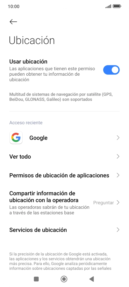 Pulsa Permisos de ubicación de aplicaciones. Pulsa Permisos de ubicación de aplicaciones.