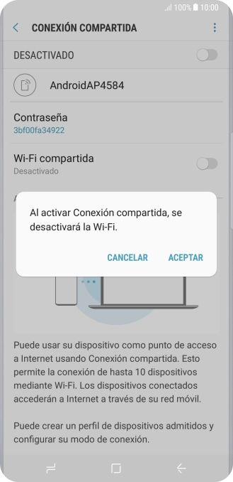 Si la función de wifi está activada, pulsa ACEPTAR. Si la función de wifi está activada, pulsa ACEPTAR.