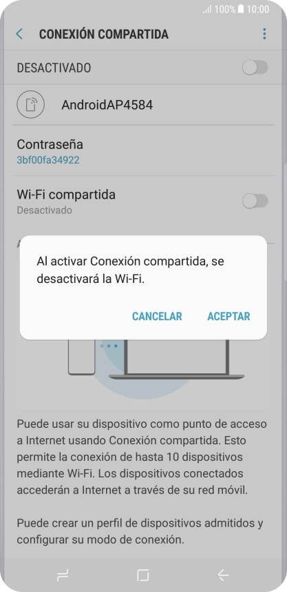 Si la función de wifi está activada, pulsa ACEPTAR. Si la función de wifi está activada, pulsa ACEPTAR.