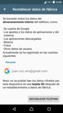 Pulsa RESTABLECER TELÉFONO. Pulsa RESTABLECER TELÉFONO.
