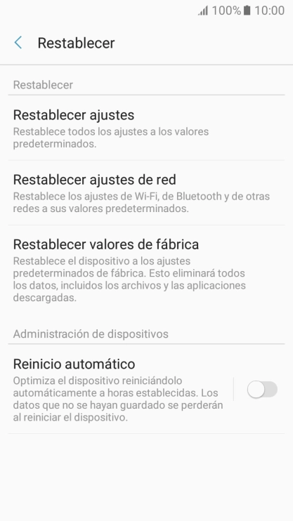 Pulsa Restablecer valores de fábrica. Pulsa Restablecer valores de fábrica.