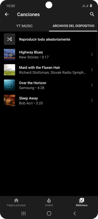 Pulsa el archivo de música deseado. Pulsa el archivo de música deseado.