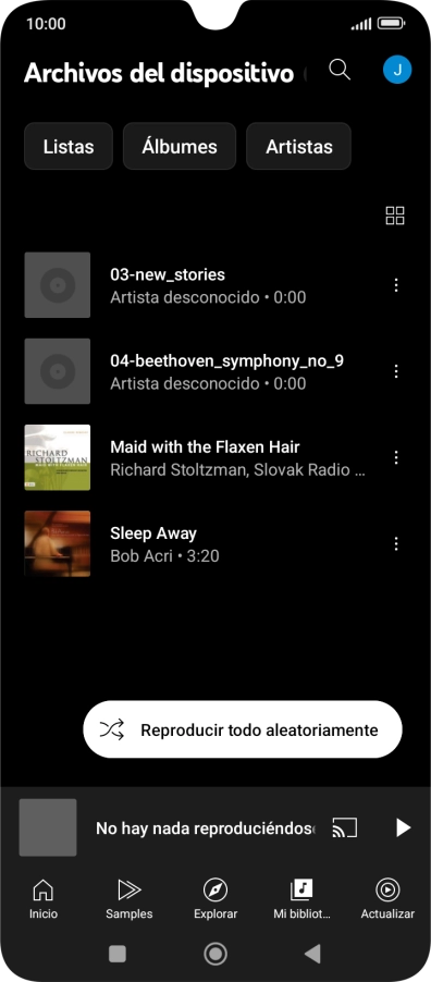 Pulsa el archivo de música deseado. Pulsa el archivo de música deseado.