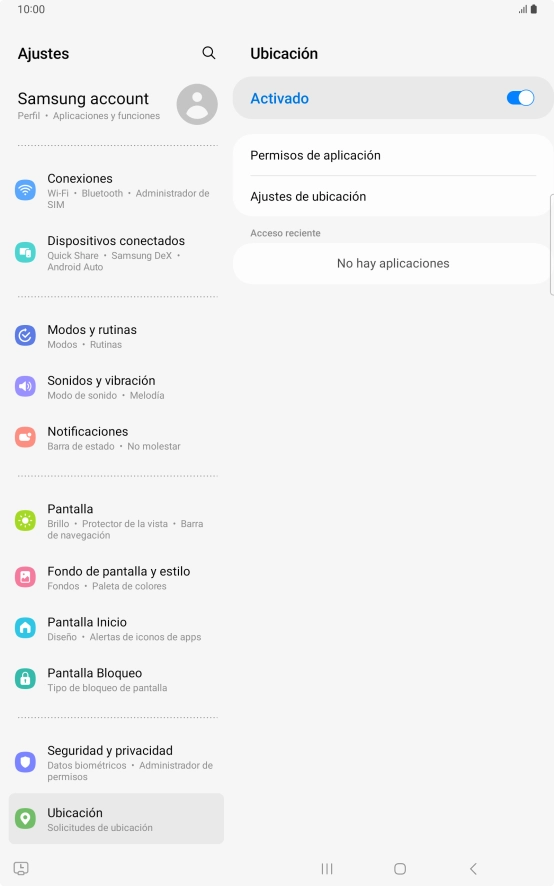 Pulsa Permisos de aplicación. Pulsa Permisos de aplicación.
