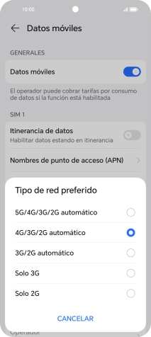 Pulsa el tipo de red deseado. Pulsa el tipo de red deseado.