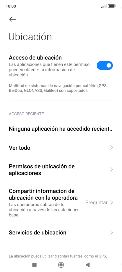 Pulsa Permisos de ubicación de aplicaciones. Pulsa Permisos de ubicación de aplicaciones.