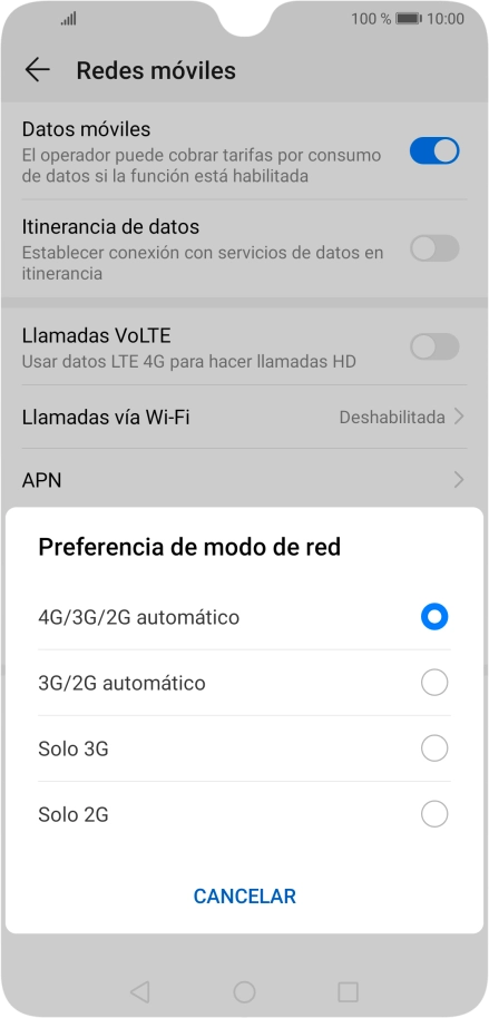 Pulsa el tipo de red deseado. Pulsa el tipo de red deseado.