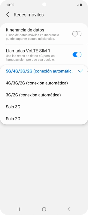 Pulsa el tipo de red deseado. Pulsa el tipo de red deseado.