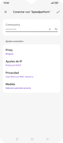 Introduce la contraseña de la red Wi-Fi y pulsa el icono de aceptar. Introduce la contraseña de la red Wi-Fi y pulsa el icono de aceptar.