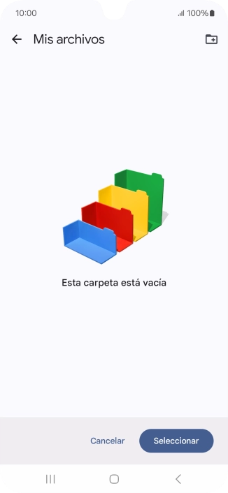 Si deseas crear una nueva carpeta, pulsa el icono de nueva carpeta y sigue las indicaciones de la pantalla para crearla. Si deseas crear una nueva carpeta, pulsa el icono de nueva carpeta y sigue las indicaciones de la pantalla para crearla.