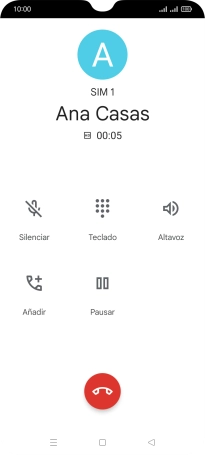 Pulsa el icono de finalizar llamada. Pulsa el icono de finalizar llamada.