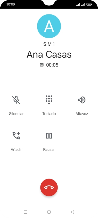 Pulsa el icono de finalizar llamada. Pulsa el icono de finalizar llamada.
