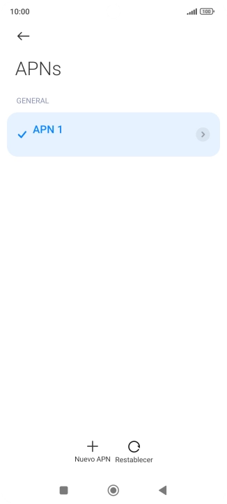 Pulsa Nuevo APN. Pulsa Nuevo APN.