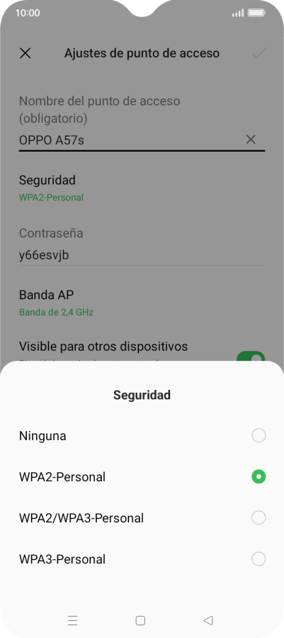 Pulsa WPA3-Personal para proteger la conexión wifi con una contraseña. Pulsa WPA3-Personal para proteger la conexión wifi con una contraseña.