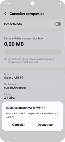 Si la función de wifi está activada, pulsa Desactivar. Si la función de wifi está activada, pulsa Desactivar.