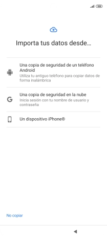 Pulsa la opción deseada y sigue las indicaciones de la pantalla para transferir contenido desde el otro teléfono y finalizar la activación de tu teléfono. Pulsa la opción deseada y sigue las indicaciones de la pantalla para transferir contenido desde el otro teléfono y finalizar la activación de tu teléfono.
