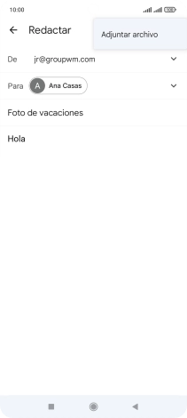 Pulsa Adjuntar archivo y desplázate a la carpeta deseada. Pulsa Adjuntar archivo y desplázate a la carpeta deseada.