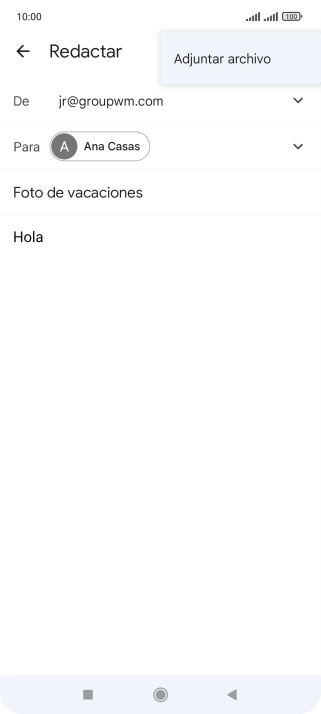 Pulsa Adjuntar archivo y desplázate a la carpeta deseada. Pulsa Adjuntar archivo y desplázate a la carpeta deseada.