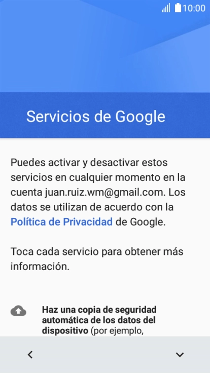 Sigue las indicaciones de la pantalla para transferir contenido desde el otro teléfono y finalizar la activación de tu teléfono. Sigue las indicaciones de la pantalla para transferir contenido desde el otro teléfono y finalizar la activación de tu teléfono.